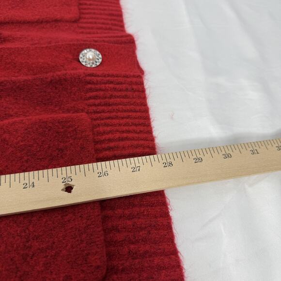 Talbots Sweater Womens Medium Petite Button Front Cardigan Pearl Detail Pockets - Picture 8 of 8